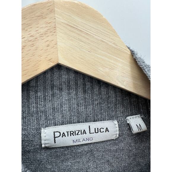 Patrizia Luca Women Gray Colorblock Striped Sweater Mock Neck Modal Nylon Sz M - Picture 6 of 7